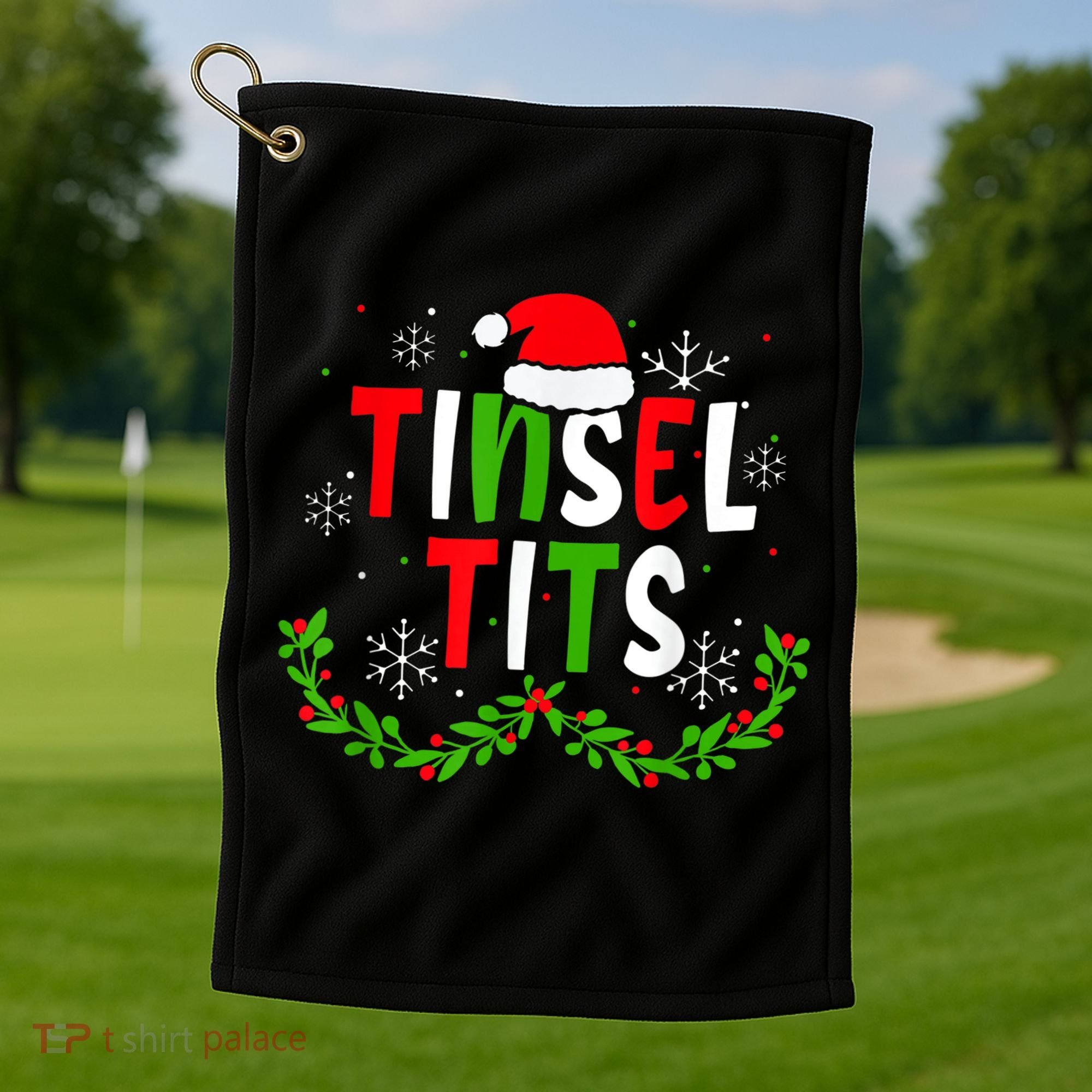 Funny Christmas Matching Couples Jingle Balls Tinsel Tits Golf Towel