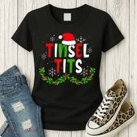 Funny Christmas Matching Couples Jingle Balls Tinsel Tits Women's T-Shirt thumb 3