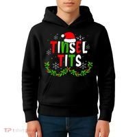 Funny Christmas Matching Couples Jingle Balls Tinsel Tits Kids Hoodie thumb 4