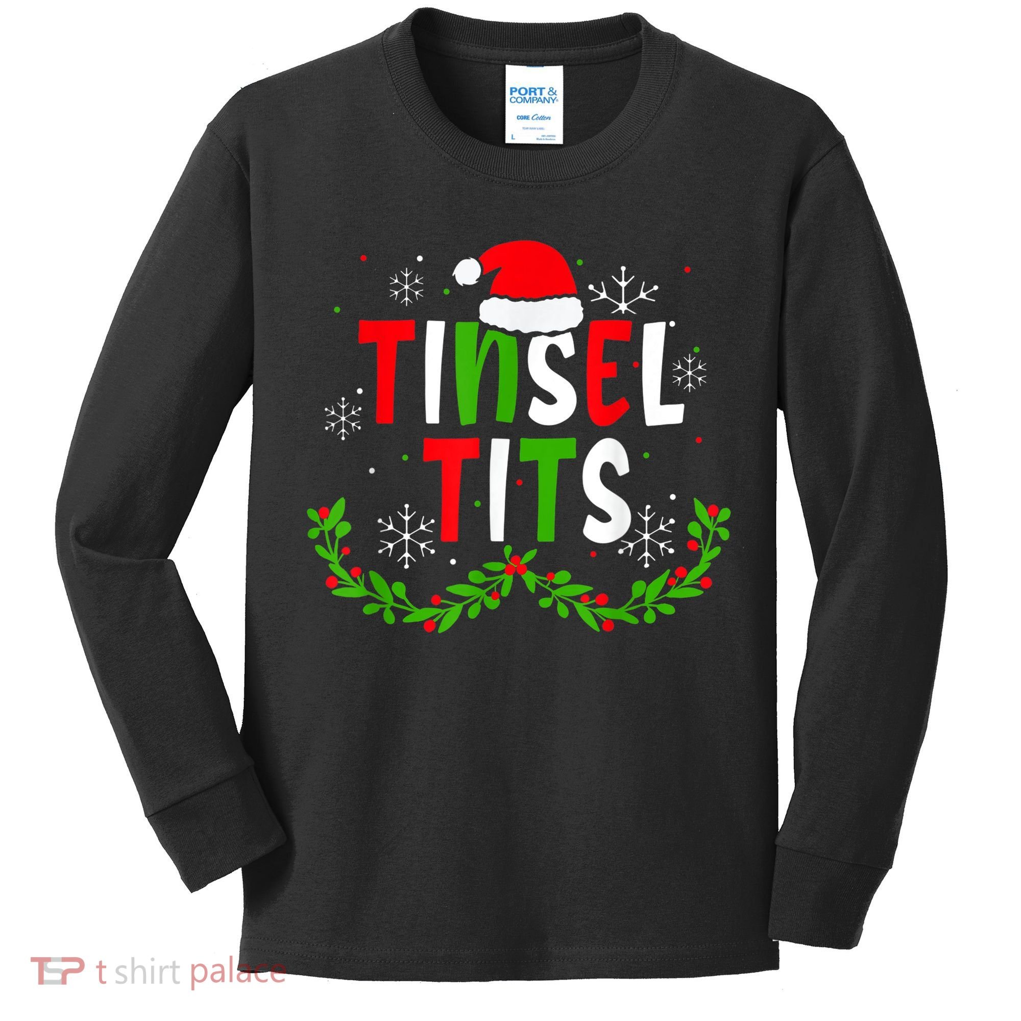 Funny Christmas Matching Couples Jingle Balls Tinsel Tits Kids Long Sleeve Shirt