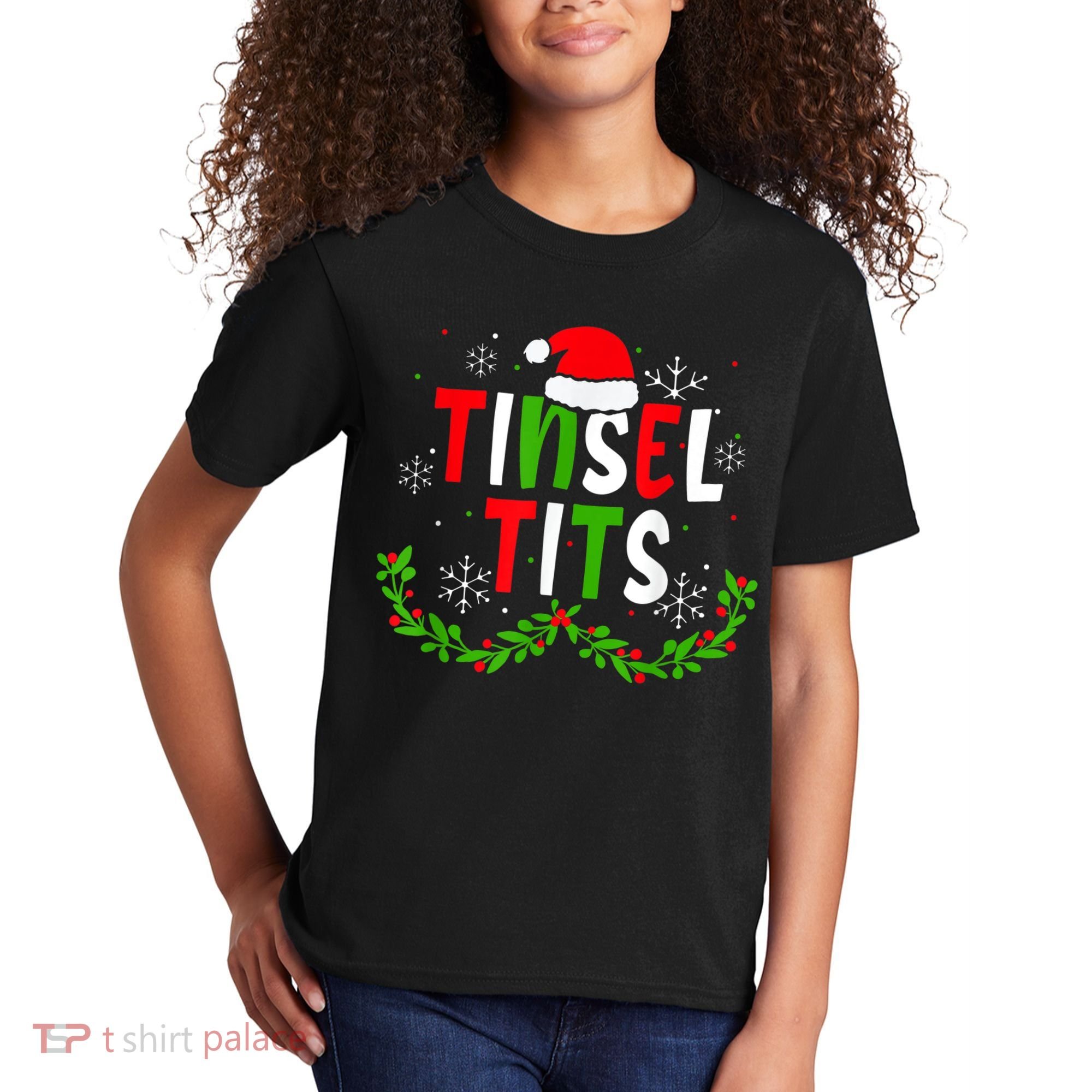 Funny Christmas Matching Couples Jingle Balls Tinsel Tits Kids T-Shirt