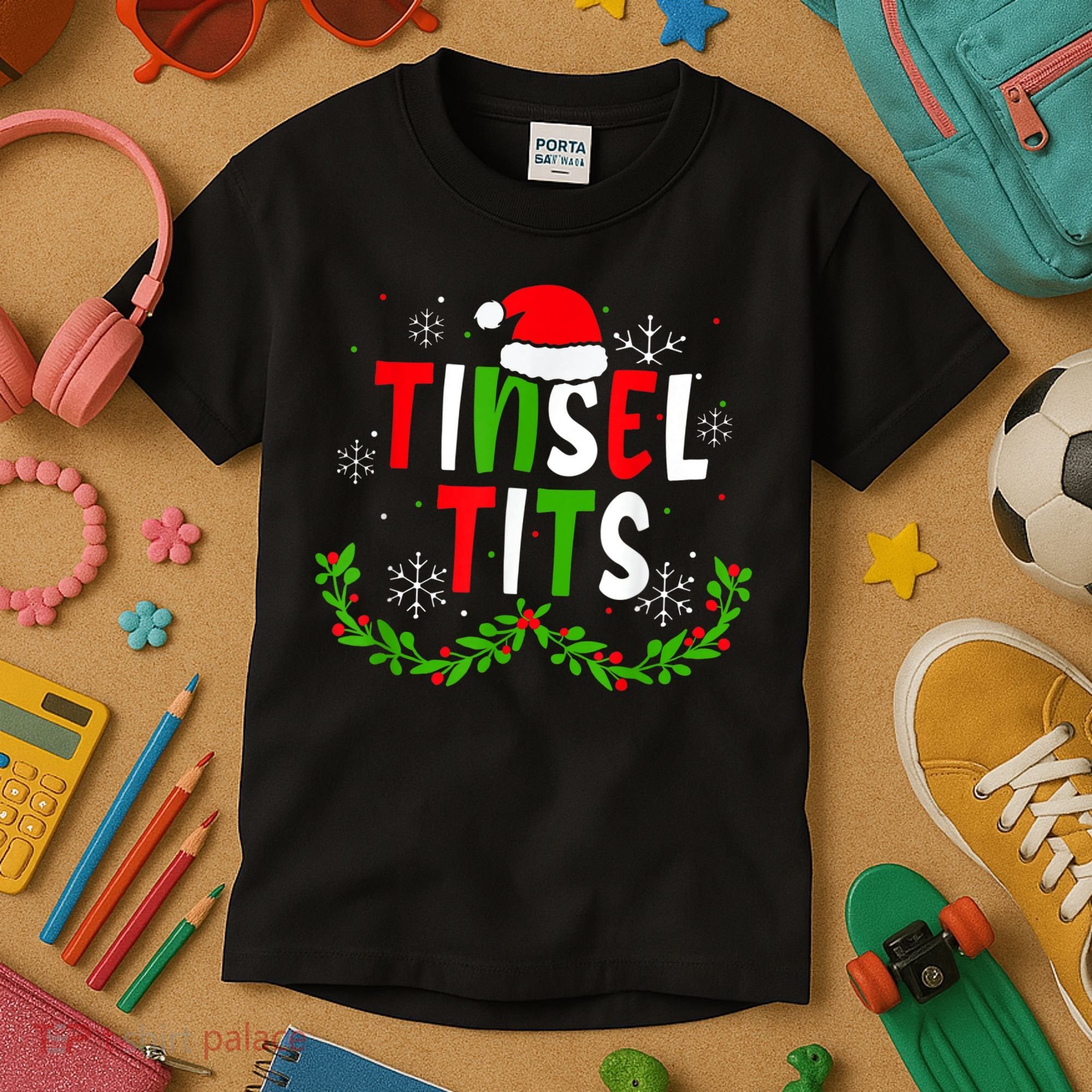 Funny Christmas Matching Couples Jingle Balls Tinsel Tits Kids T-Shirt