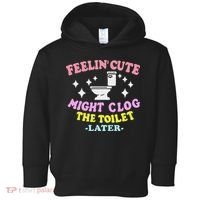 Feelin Cute Might Clog The Toilet Later Funny Saying Toddler Hoodie thumb 0