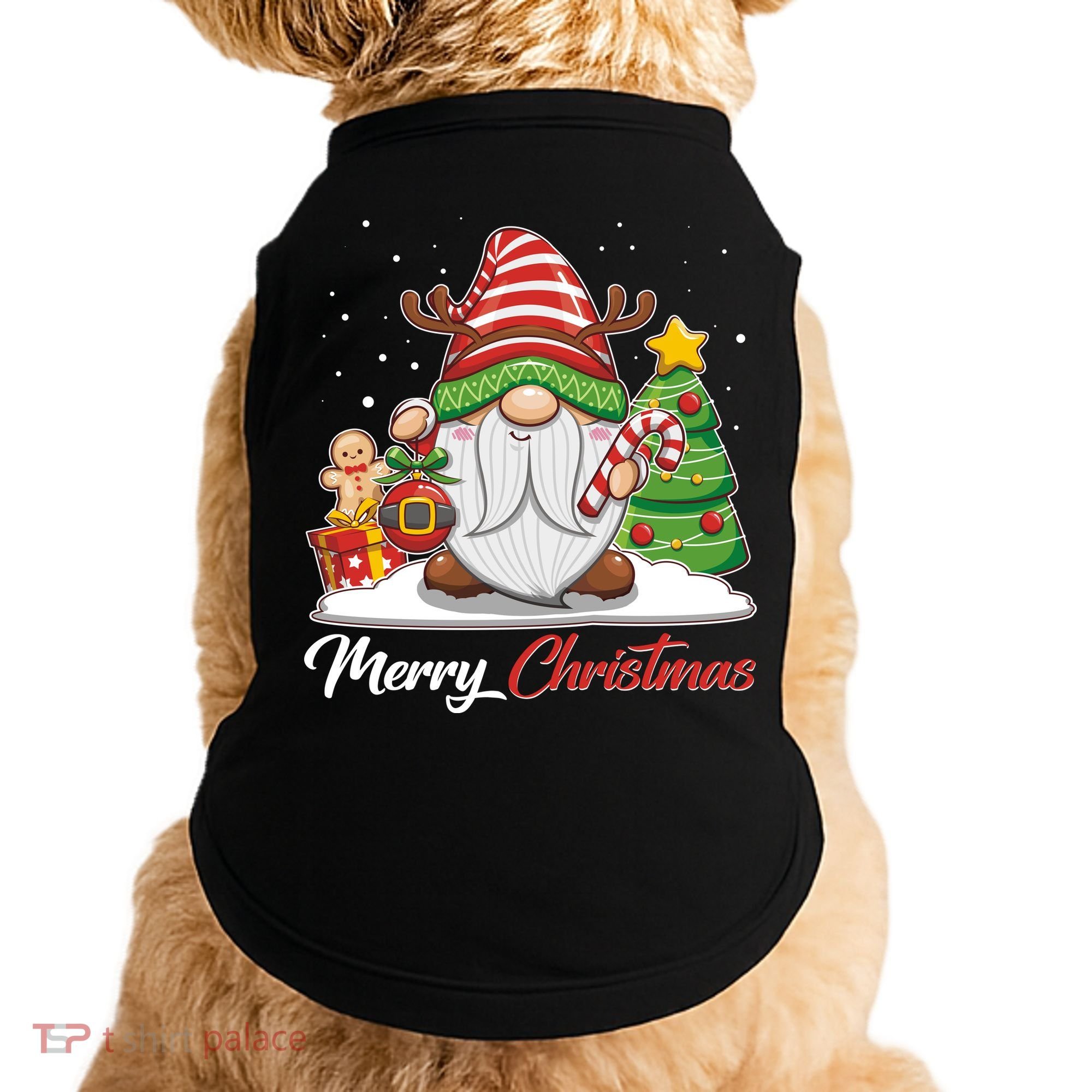 Funny Cute Merry Christmas Gnome Doggie Tank