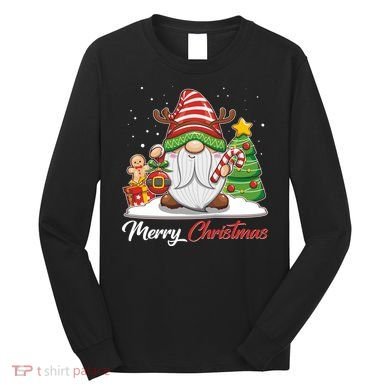 Funny Cute Merry Christmas Gnome Long Sleeve Shirt