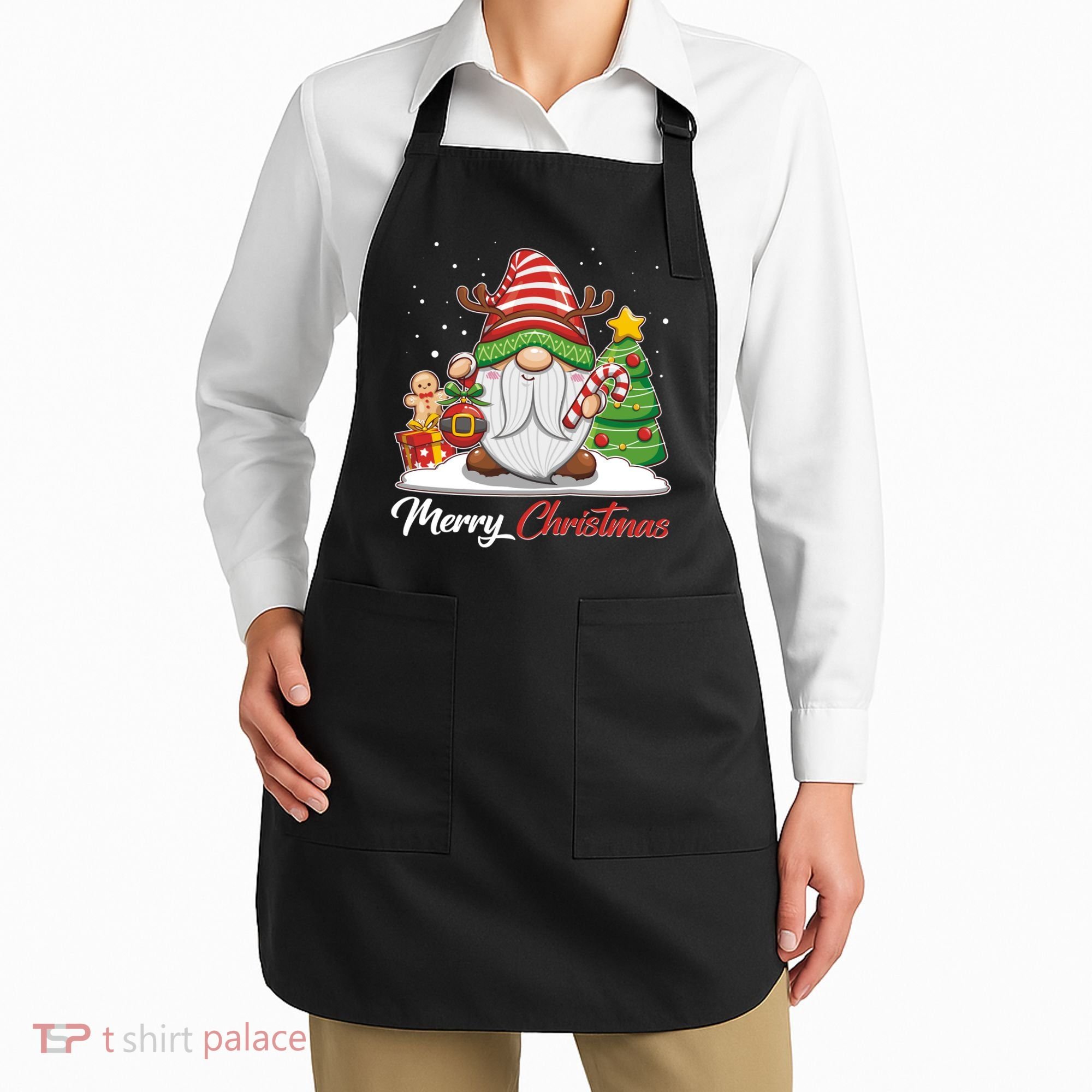 Funny Cute Merry Christmas Gnome Apron