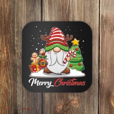 Funny Cute Merry Christmas Gnome Coaster