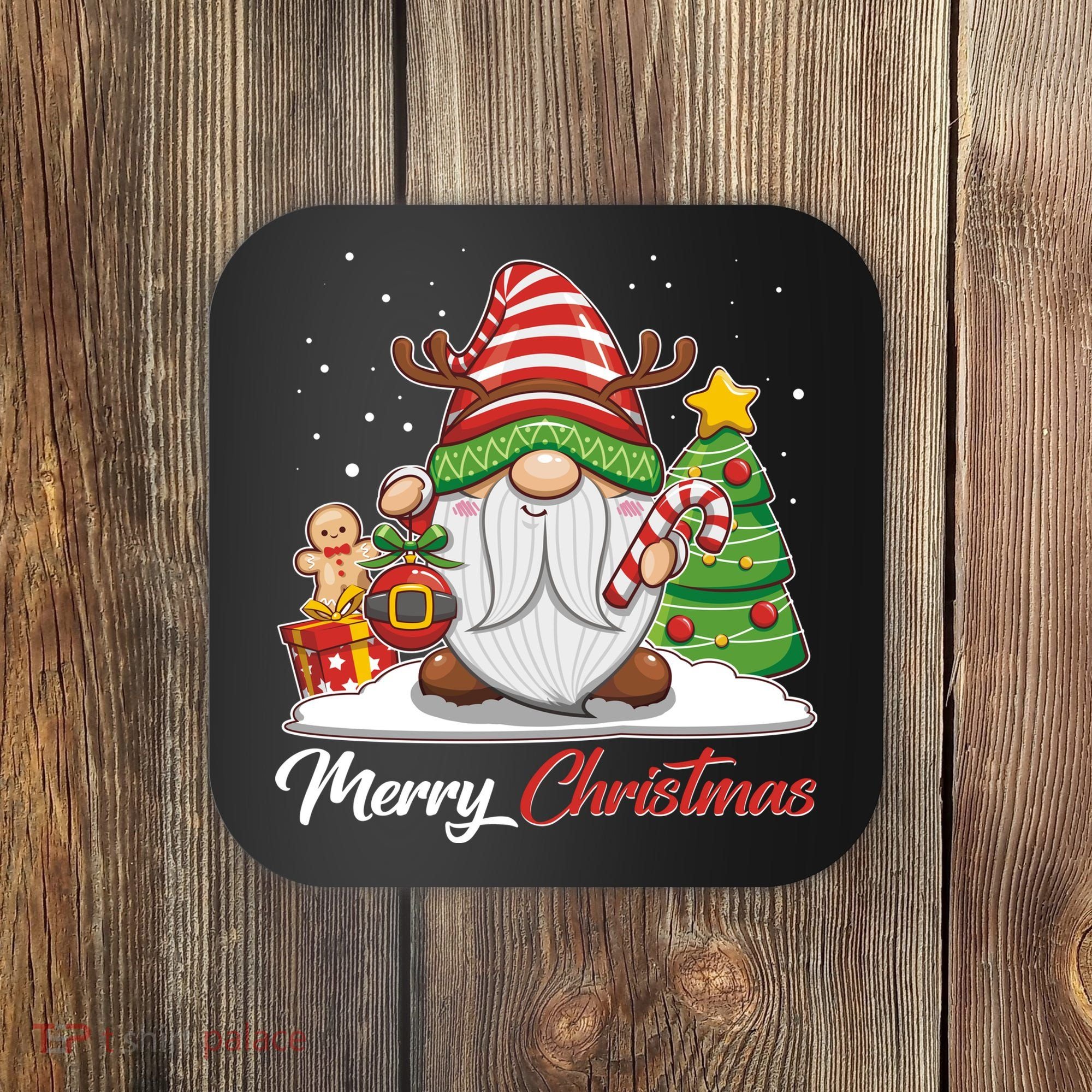 Funny Cute Merry Christmas Gnome Coaster