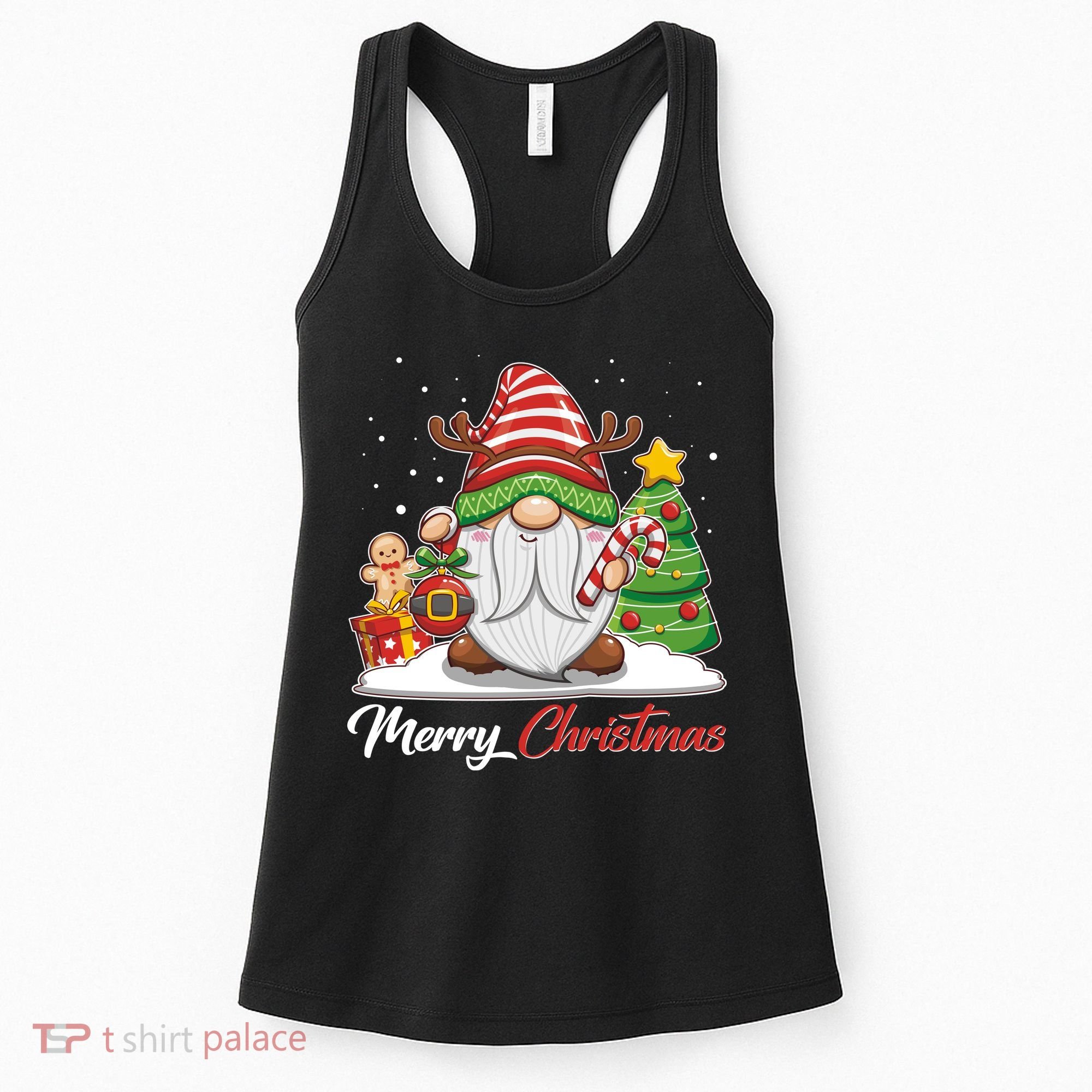 Funny Cute Merry Christmas Gnome Women's Tank Top