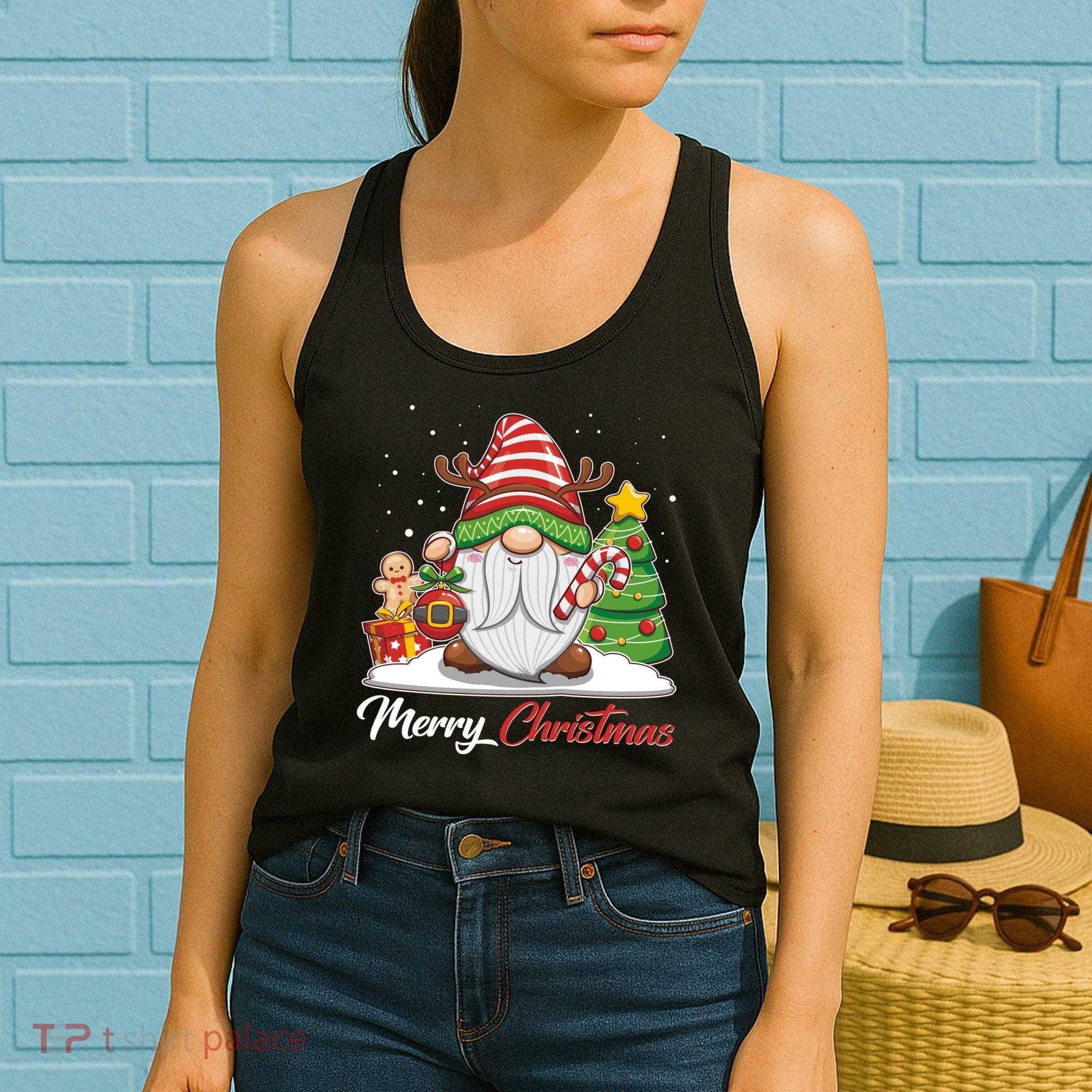 Funny Cute Merry Christmas Gnome Women's Tank Top
