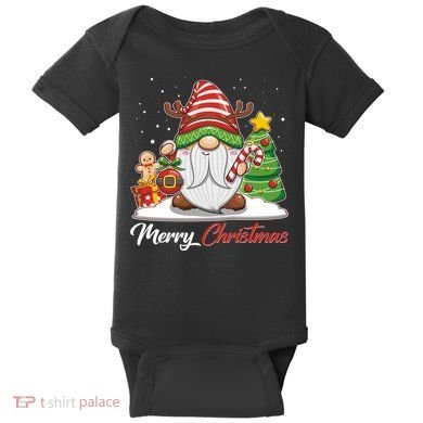 Funny Cute Merry Christmas Gnome Baby Bodysuit