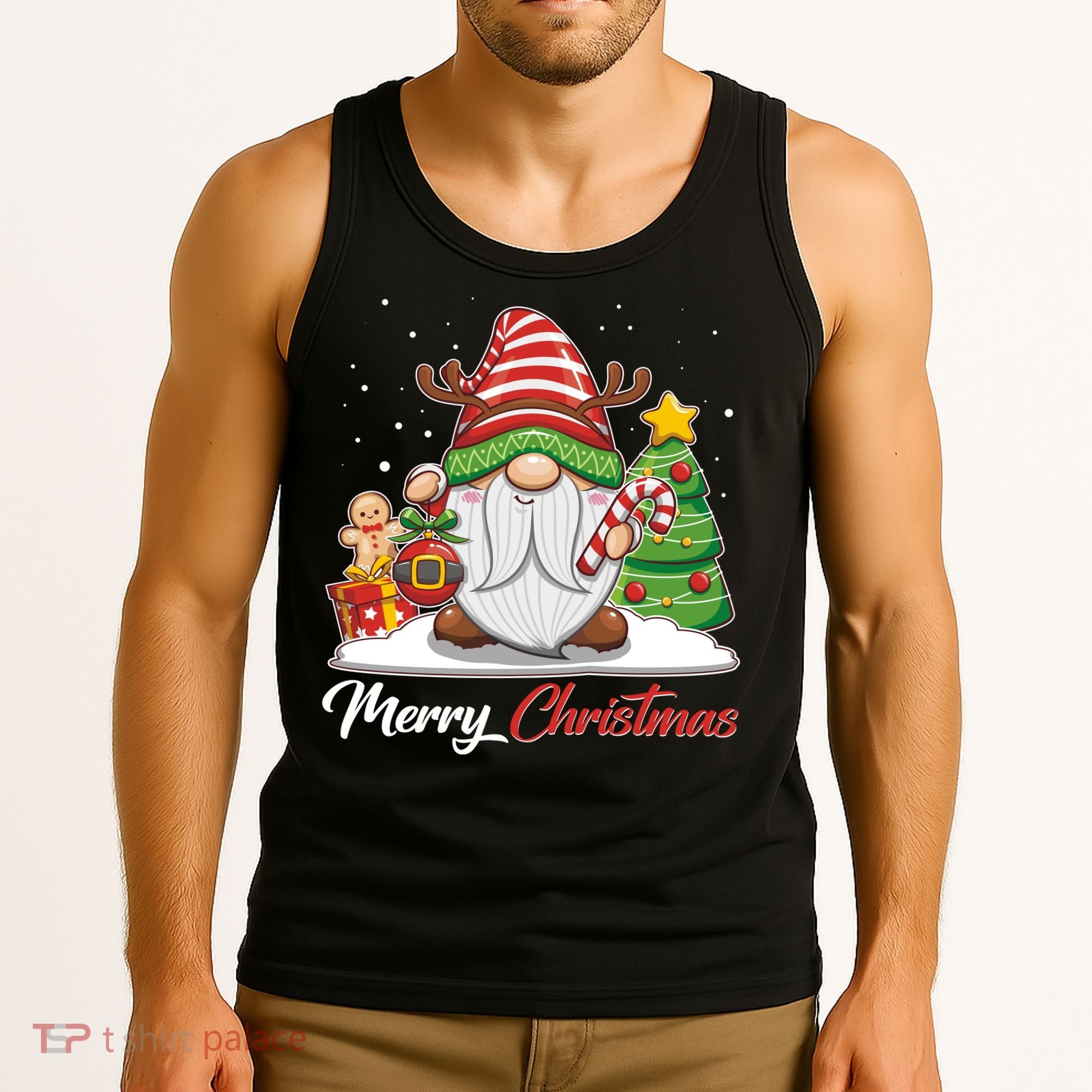 Funny Cute Merry Christmas Gnome Tank Top
