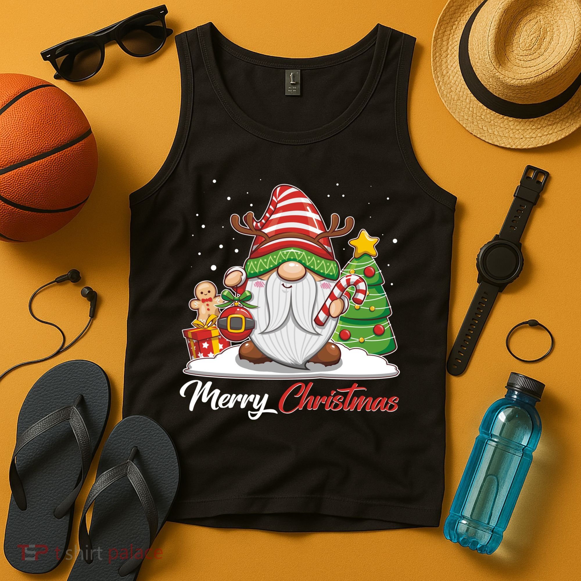 Funny Cute Merry Christmas Gnome Tank Top