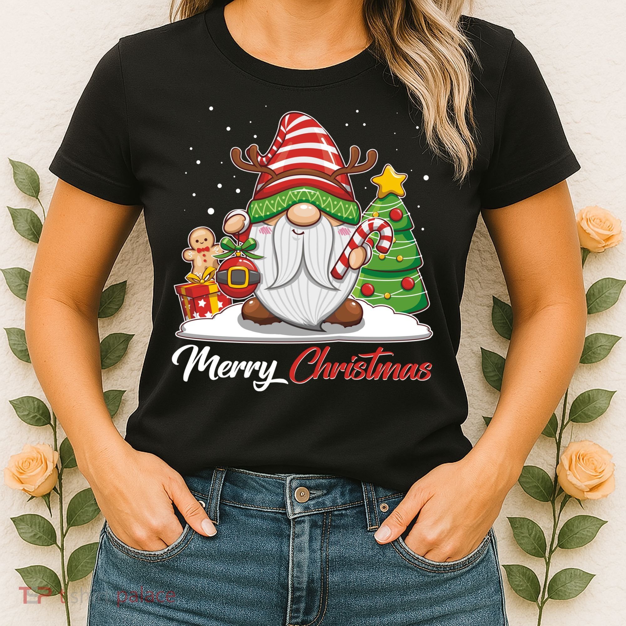 Funny Cute Merry Christmas Gnome Women's T-Shirt