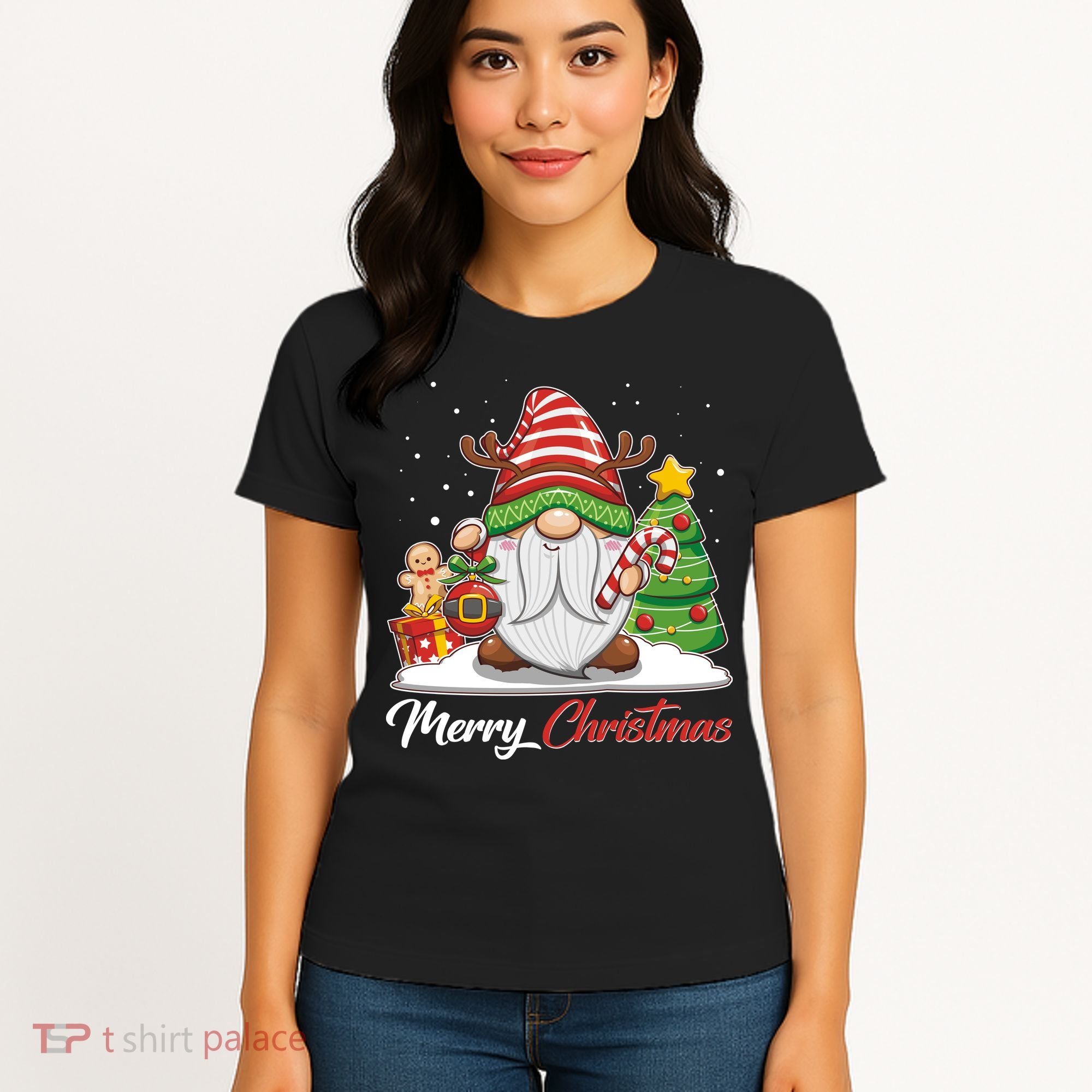 Funny Cute Merry Christmas Gnome Women's T-Shirt