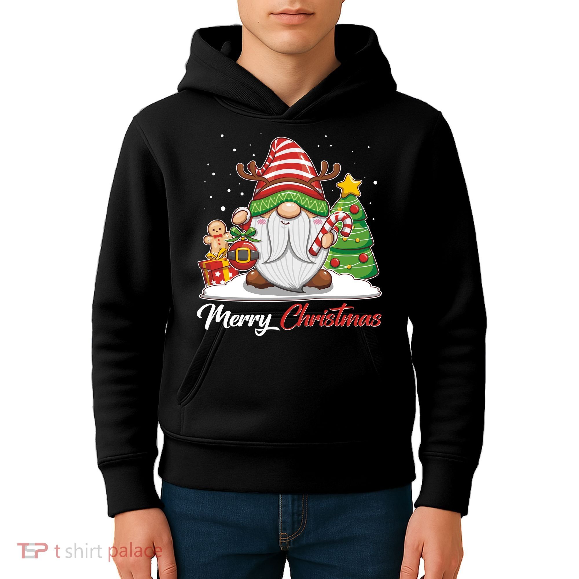 Funny Cute Merry Christmas Gnome Kids Hoodie
