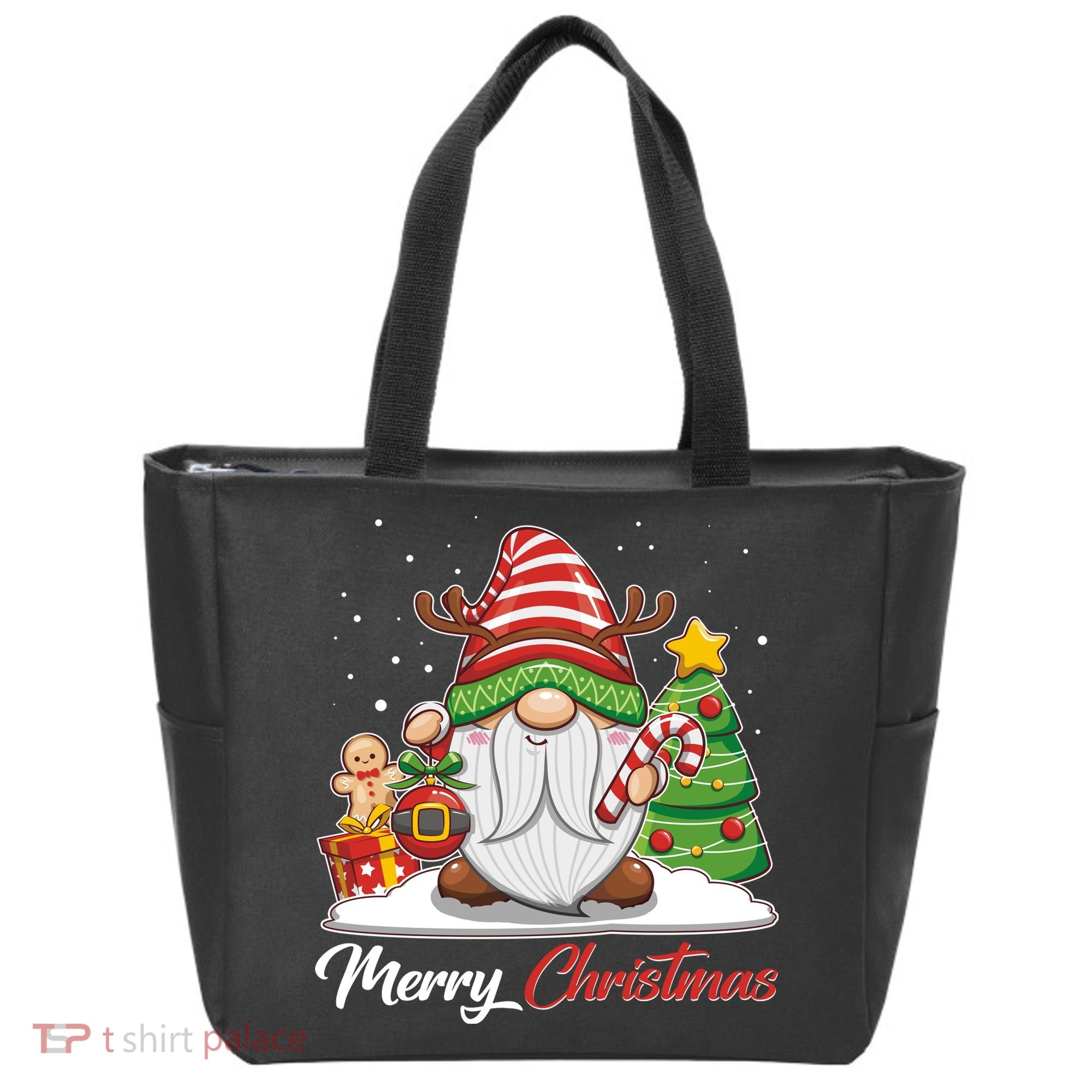 Funny Cute Merry Christmas Gnome Tote Bag