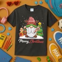 Funny Cute Merry Christmas Gnome Kids T-Shirt thumb 3