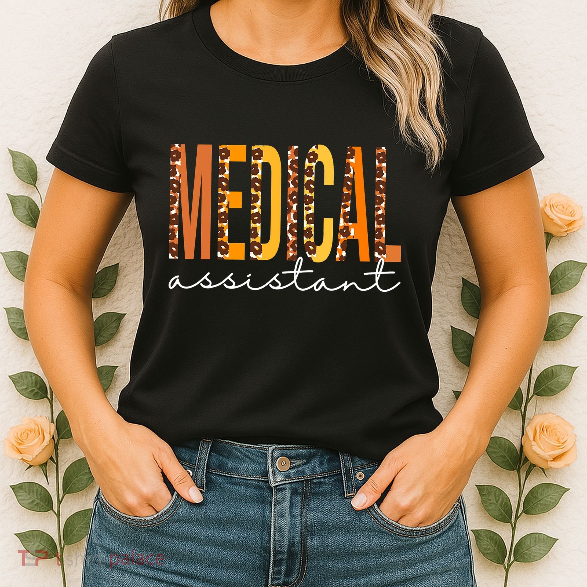Funny Cute Medical Assistant Leopard Fall Autumn Lovers Thanksgiving Women's T-Shirt