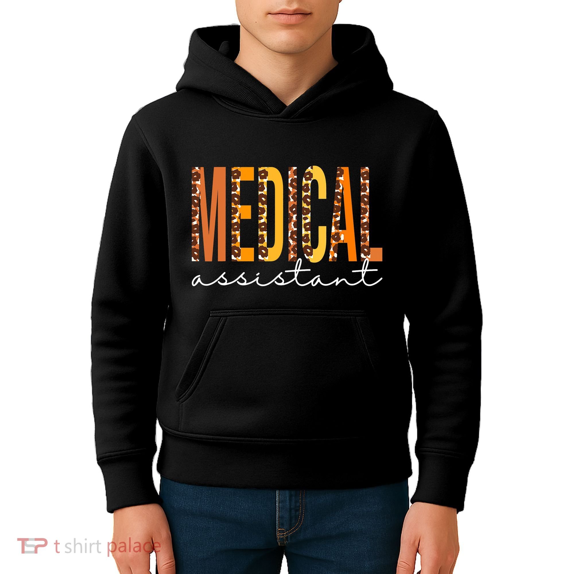 Funny Cute Medical Assistant Leopard Fall Autumn Lovers Thanksgiving Kids Hoodie