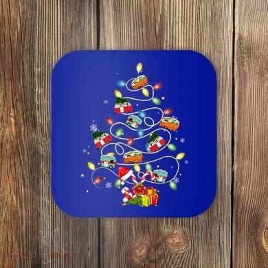 Funny Camping Merry Christmas Tree Campers Xmas Holiday Gift Coaster