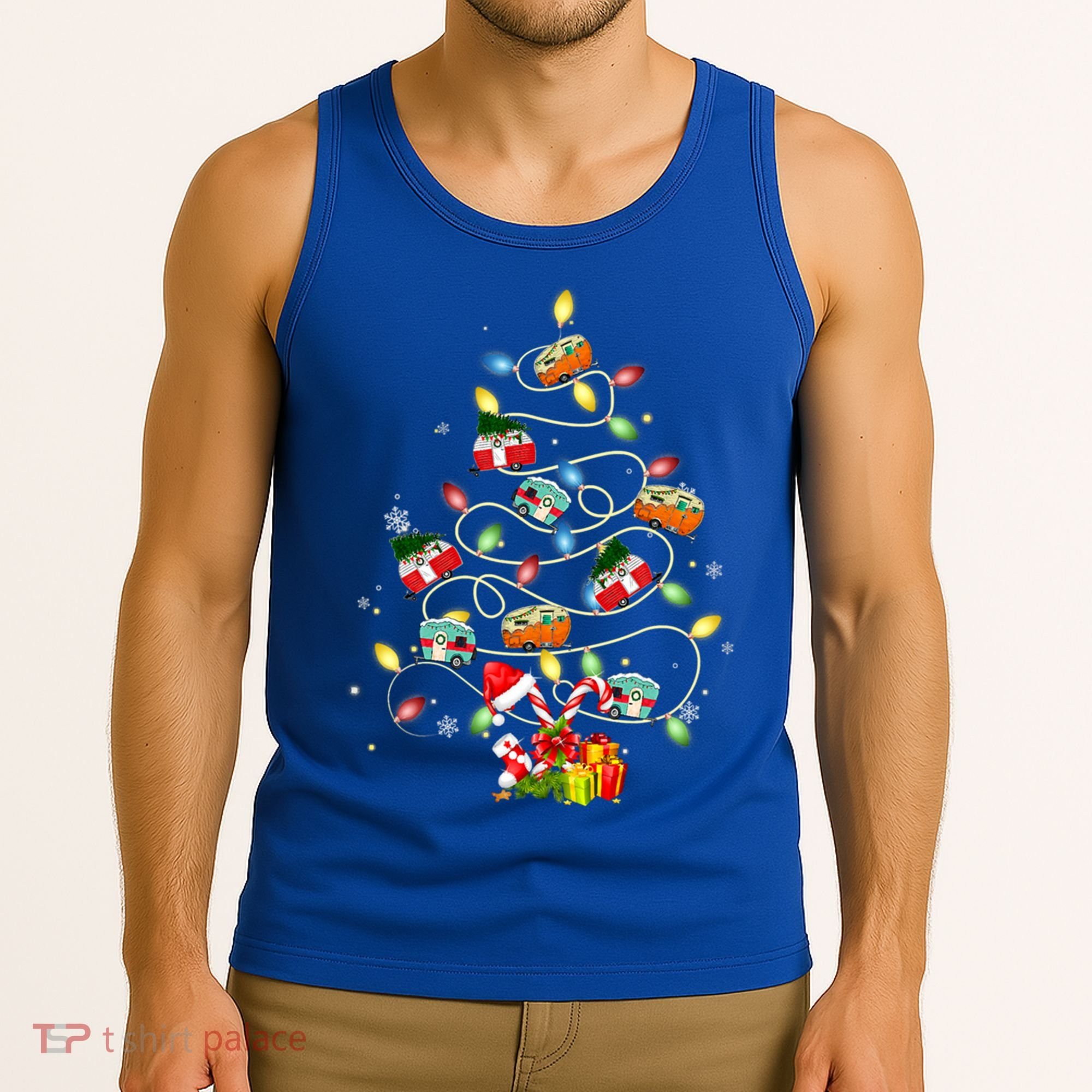 Funny Camping Merry Christmas Tree Campers Xmas Holiday Gift Tank Top