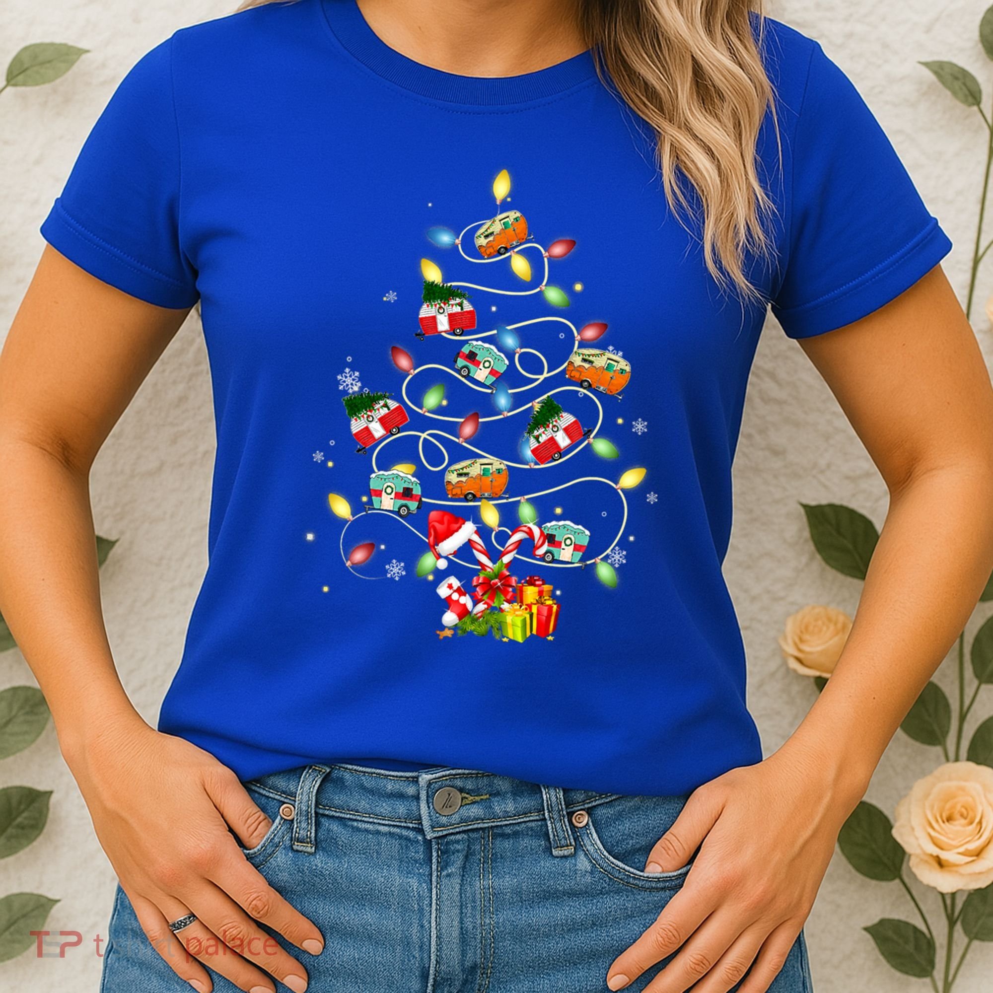 Funny Camping Merry Christmas Tree Campers Xmas Holiday Gift Women's T-Shirt