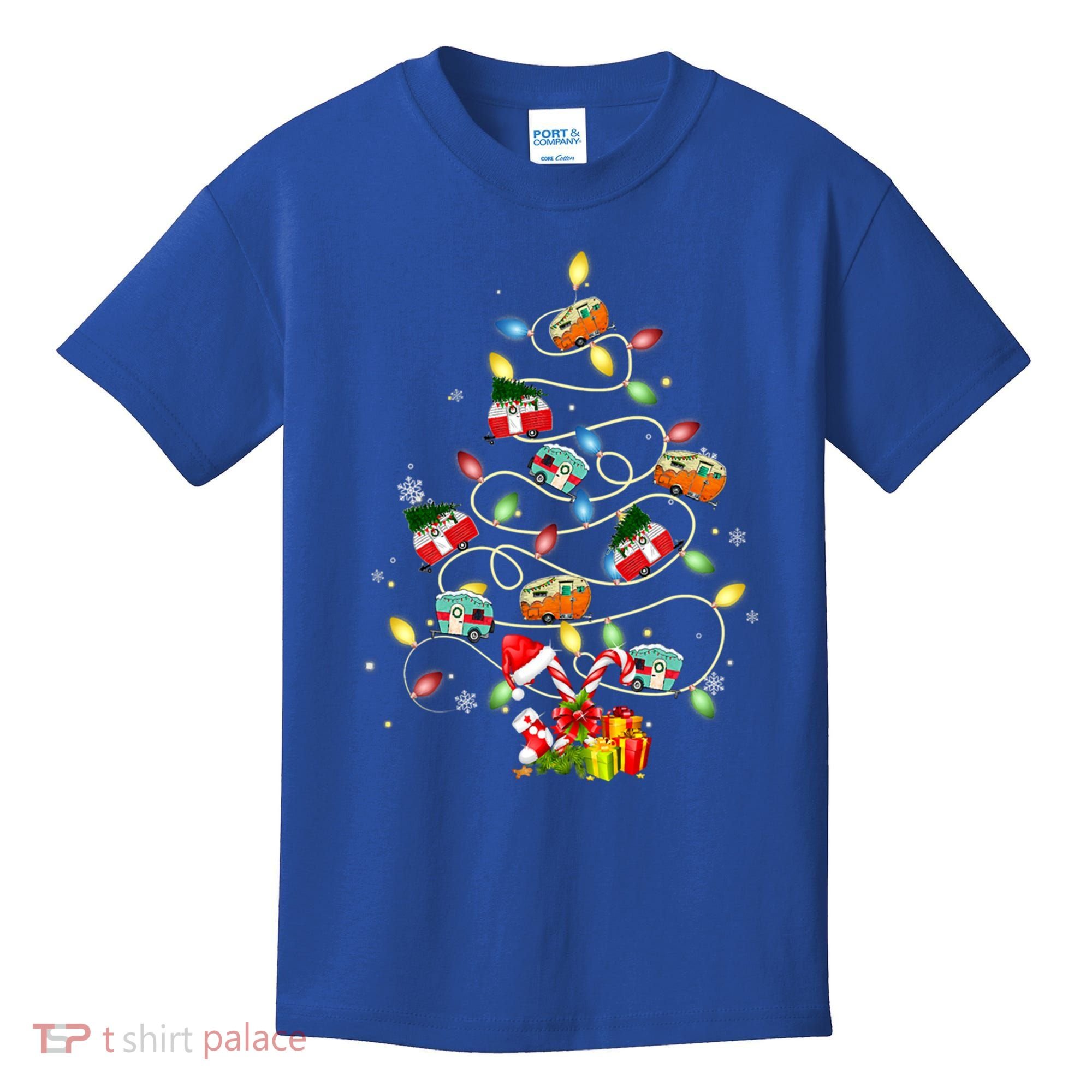Funny Camping Merry Christmas Tree Campers Xmas Holiday Gift Kids T-Shirt