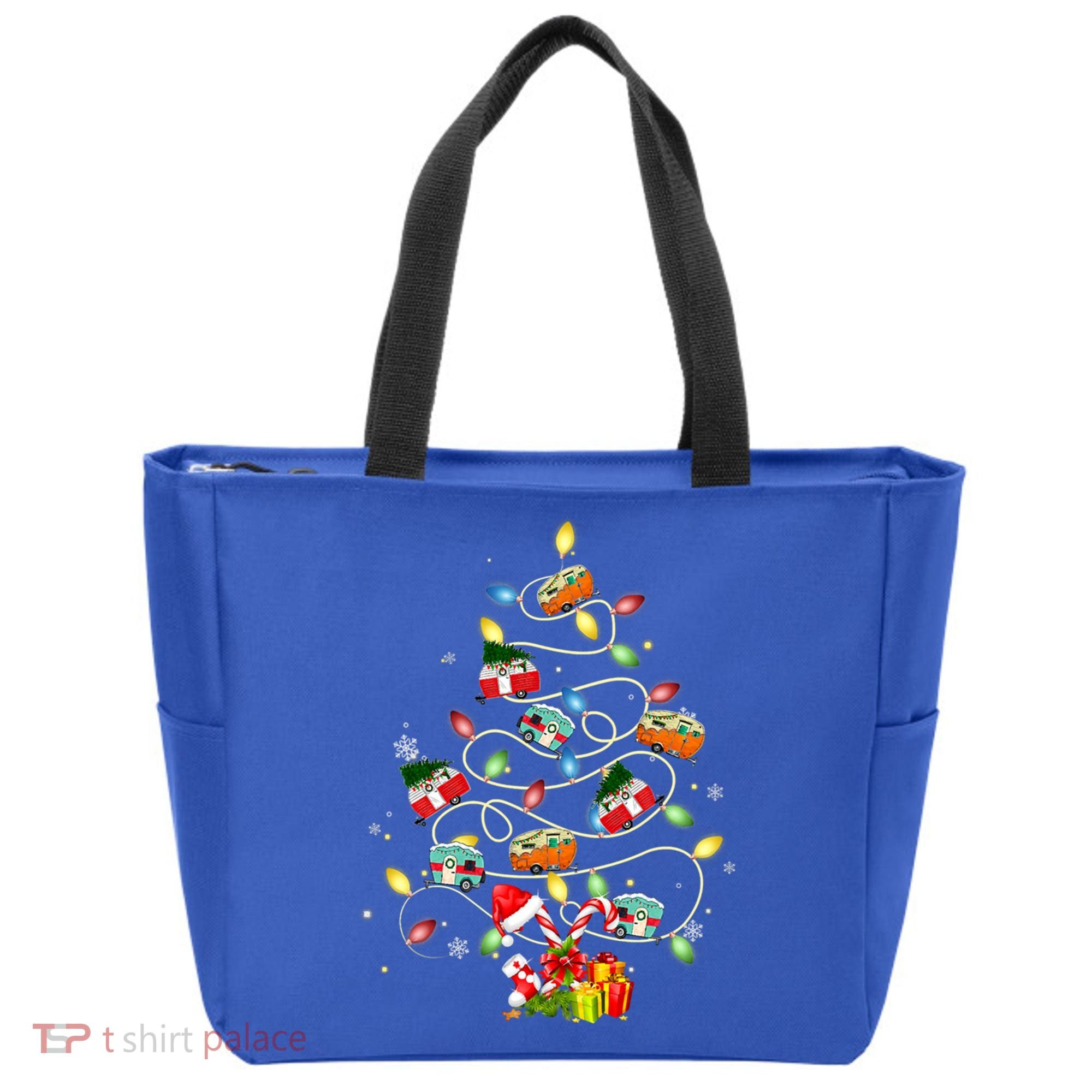 Funny Camping Merry Christmas Tree Campers Xmas Holiday Gift Tote Bag