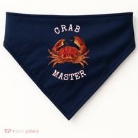 FUN CRAB MASTER I LOVE CRABBING & FISHING SEAFOOD HUNTER USA-Made Doggie Bandana thumb 0