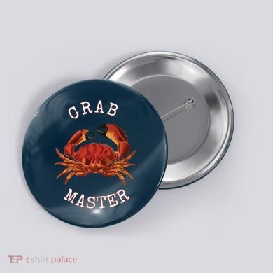 FUN CRAB MASTER I LOVE CRABBING & FISHING SEAFOOD HUNTER Button