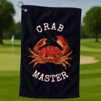 FUN CRAB MASTER I LOVE CRABBING & FISHING SEAFOOD HUNTER Golf Towel thumb 1