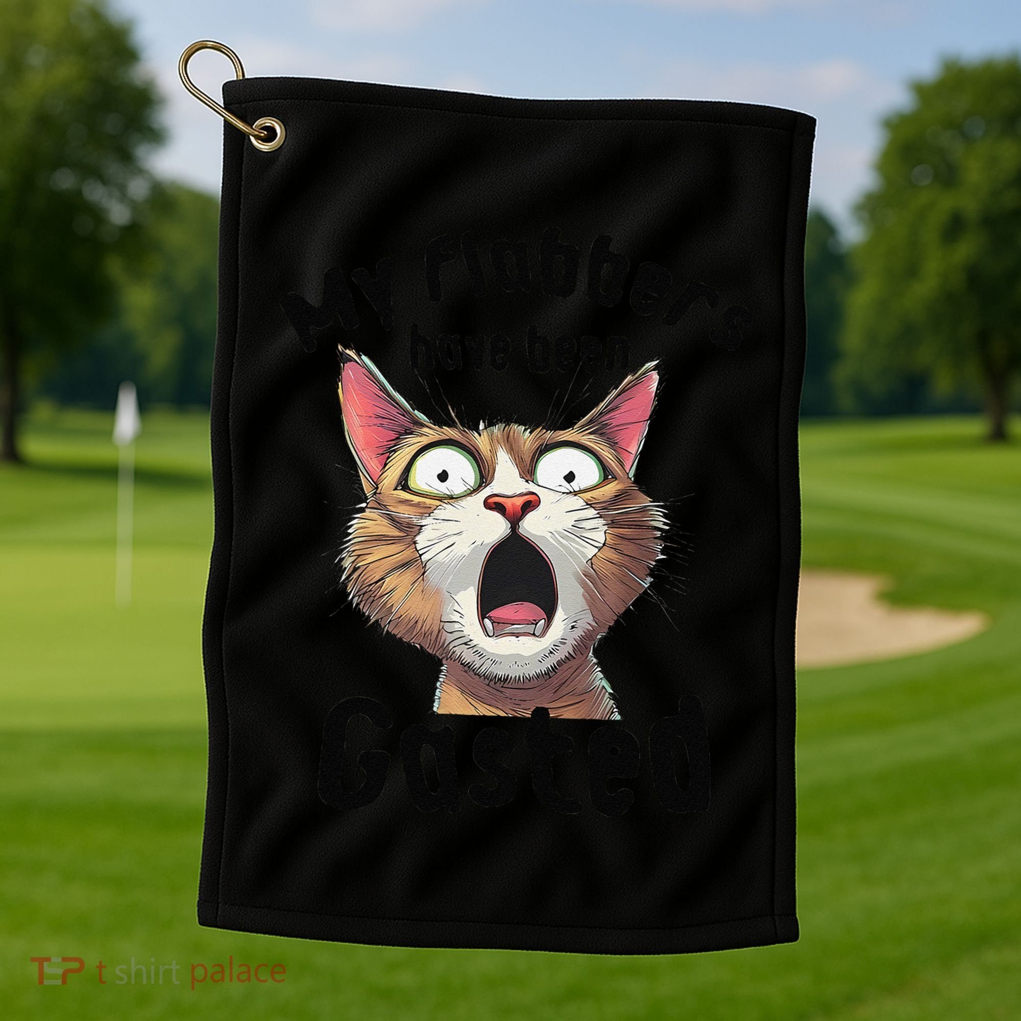 Funny Cat My Flabbers Have Been Gasted Retro Graphic Cute Golf Towel