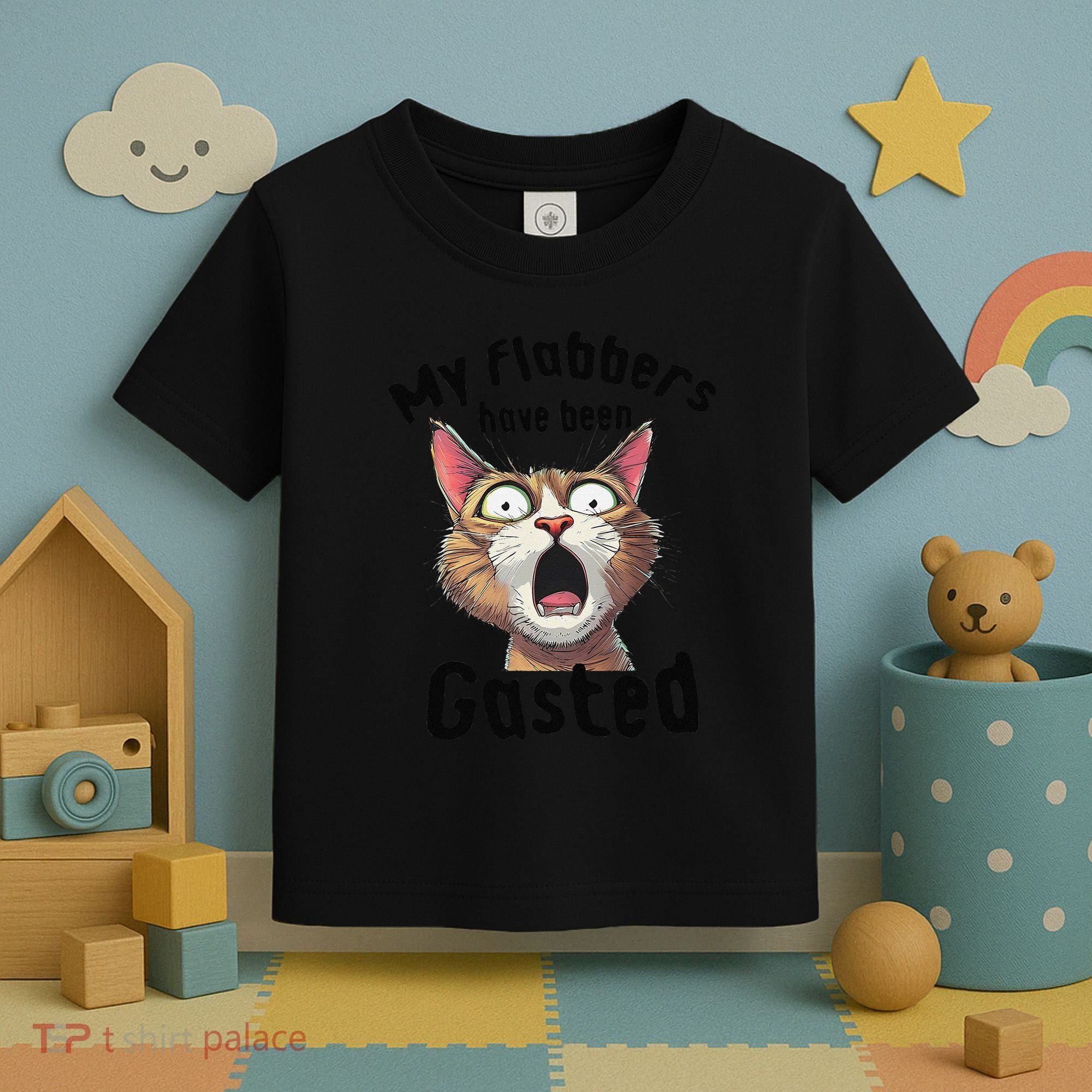 Funny Cat My Flabbers Have Been Gasted Retro Graphic Cute Toddler T-Shirt