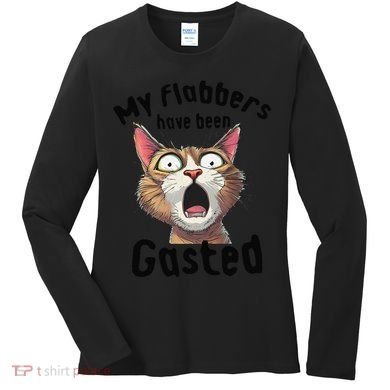 Funny Cat My Flabbers Have Been Gasted Retro Graphic Cute Women's Long Sleeve Shirt