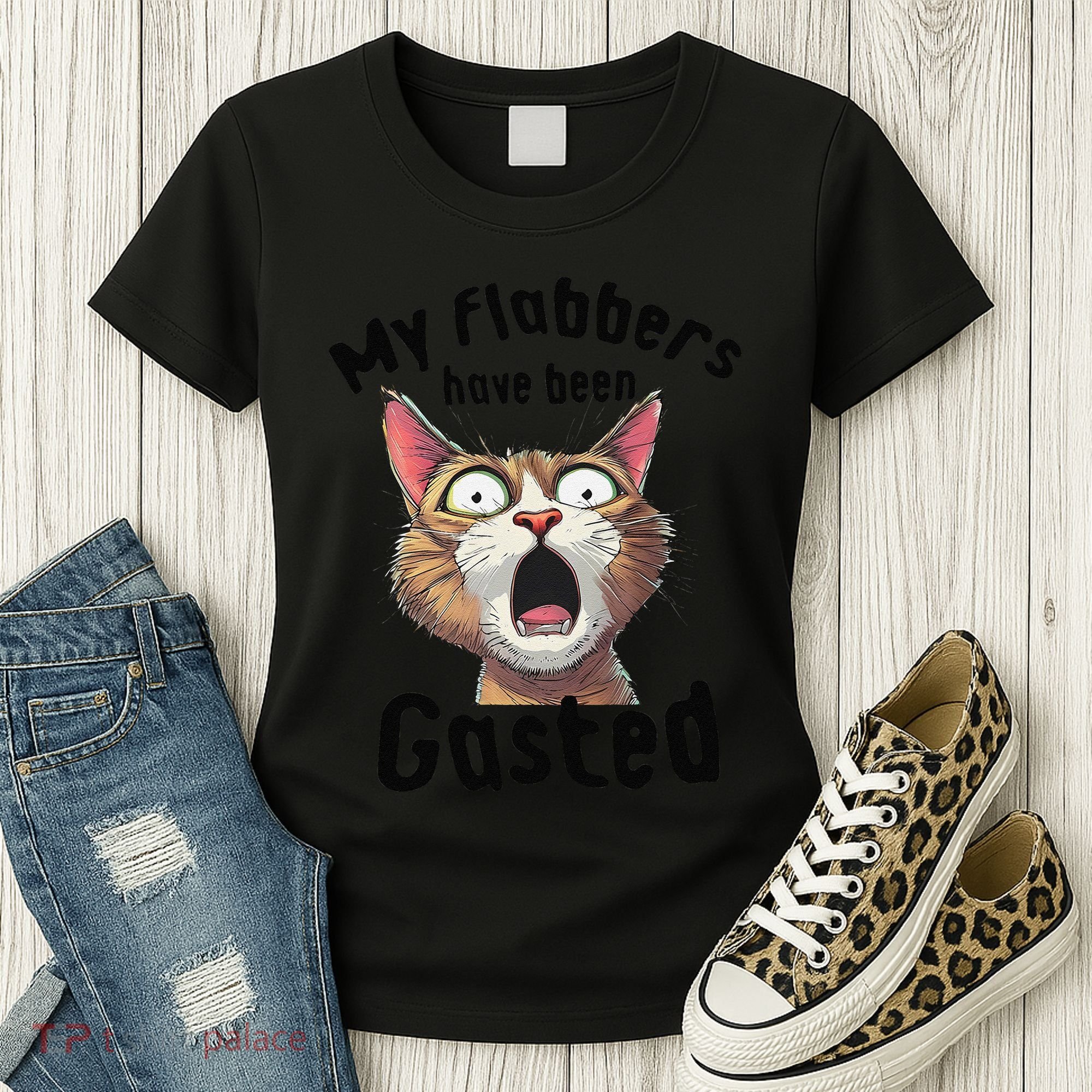 Funny Cat My Flabbers Have Been Gasted Retro Graphic Cute Women's T-Shirt