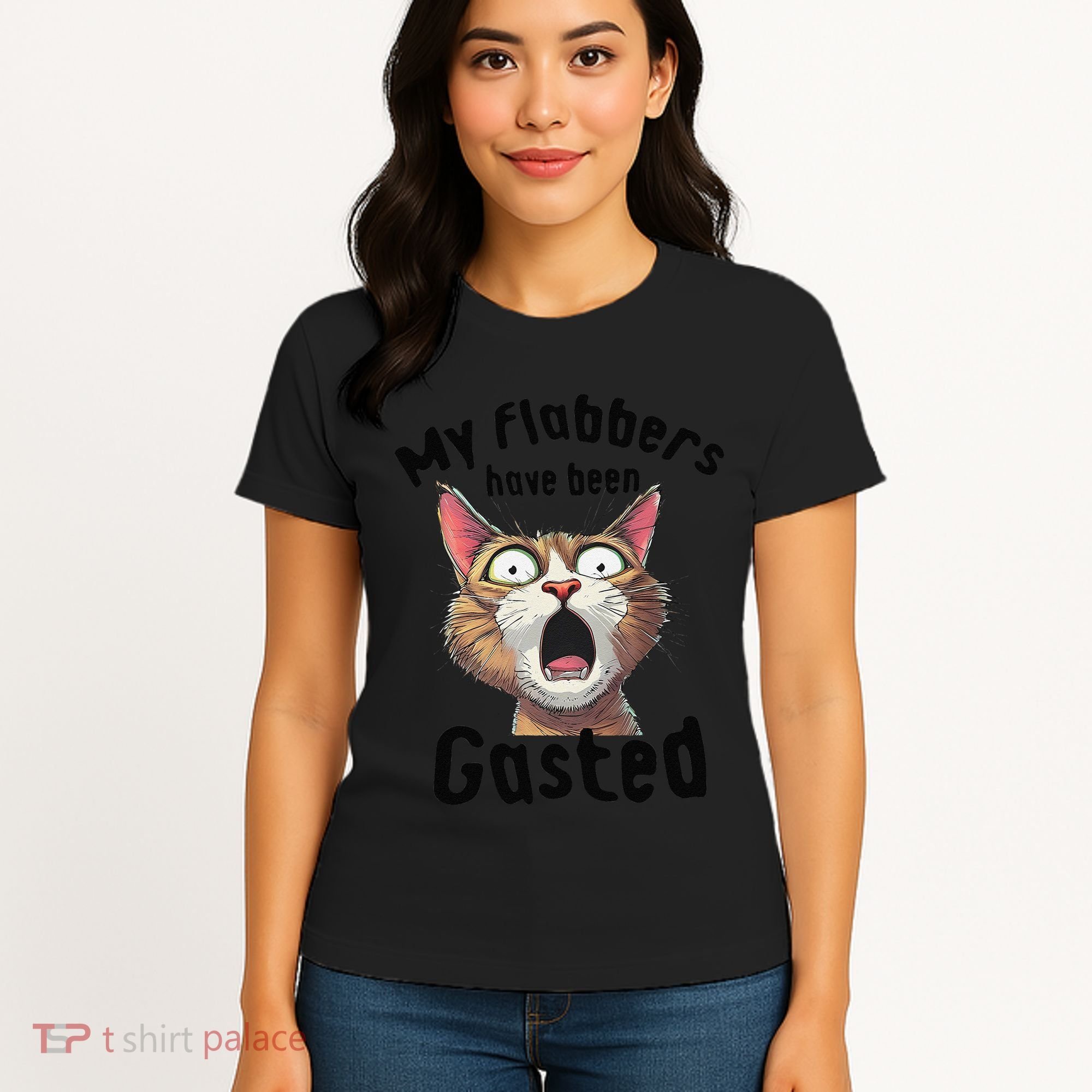 Funny Cat My Flabbers Have Been Gasted Retro Graphic Cute Women's T-Shirt
