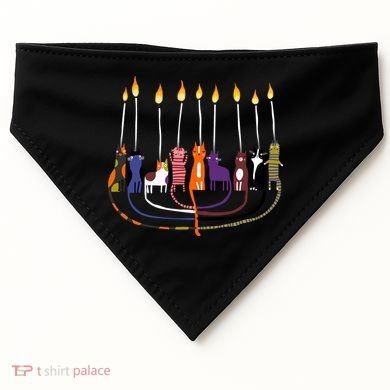Funny Cat Menorah Hanukkah USA-Made Doggie Bandana