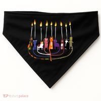 Funny Cat Menorah Hanukkah USA-Made Doggie Bandana thumb 0