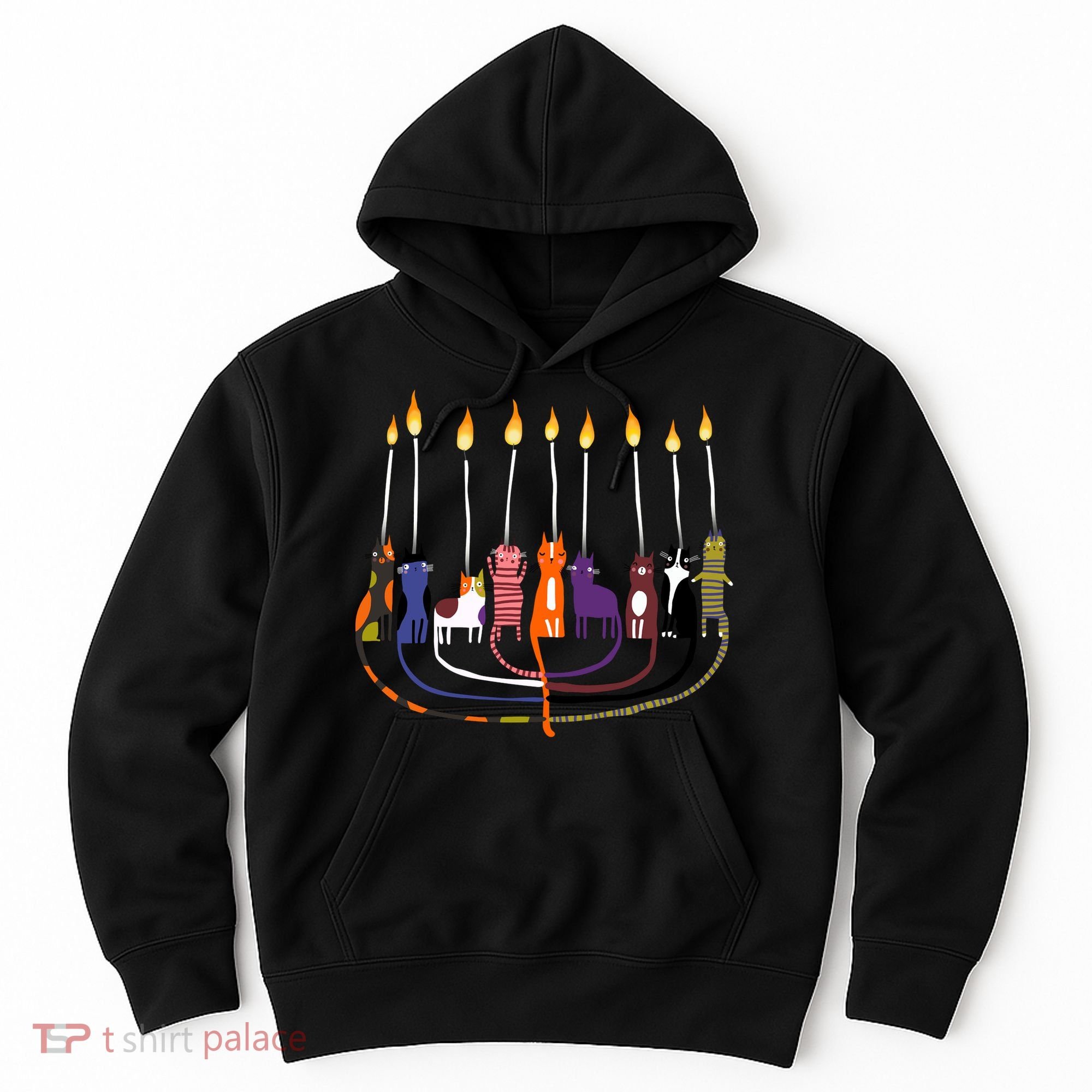 Funny Cat Menorah Hanukkah Hoodie