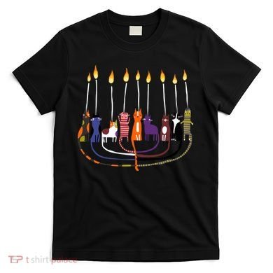 Funny Cat Menorah Hanukkah T-Shirt