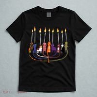 Funny Cat Menorah Hanukkah T-Shirt thumb 5