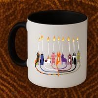 Funny Cat Menorah Hanukkah Coffee Mug thumb 2