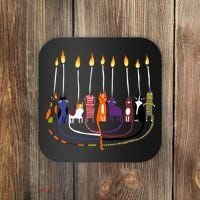 Funny Cat Menorah Hanukkah Coaster thumb 0