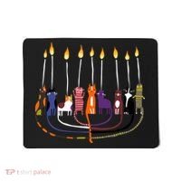 Funny Cat Menorah Hanukkah Mousepad thumb 0