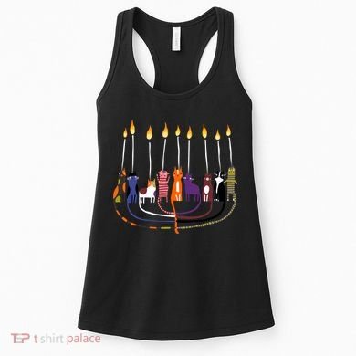 Funny Cat Menorah Hanukkah Women's Tank Top