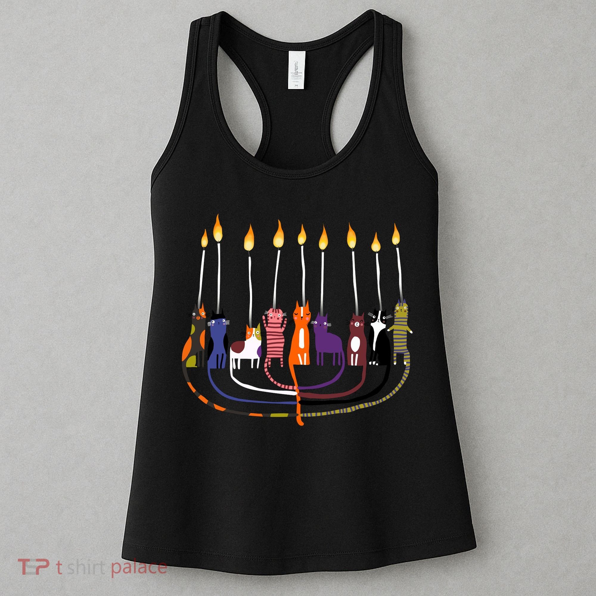Funny Cat Menorah Hanukkah Women's Tank Top