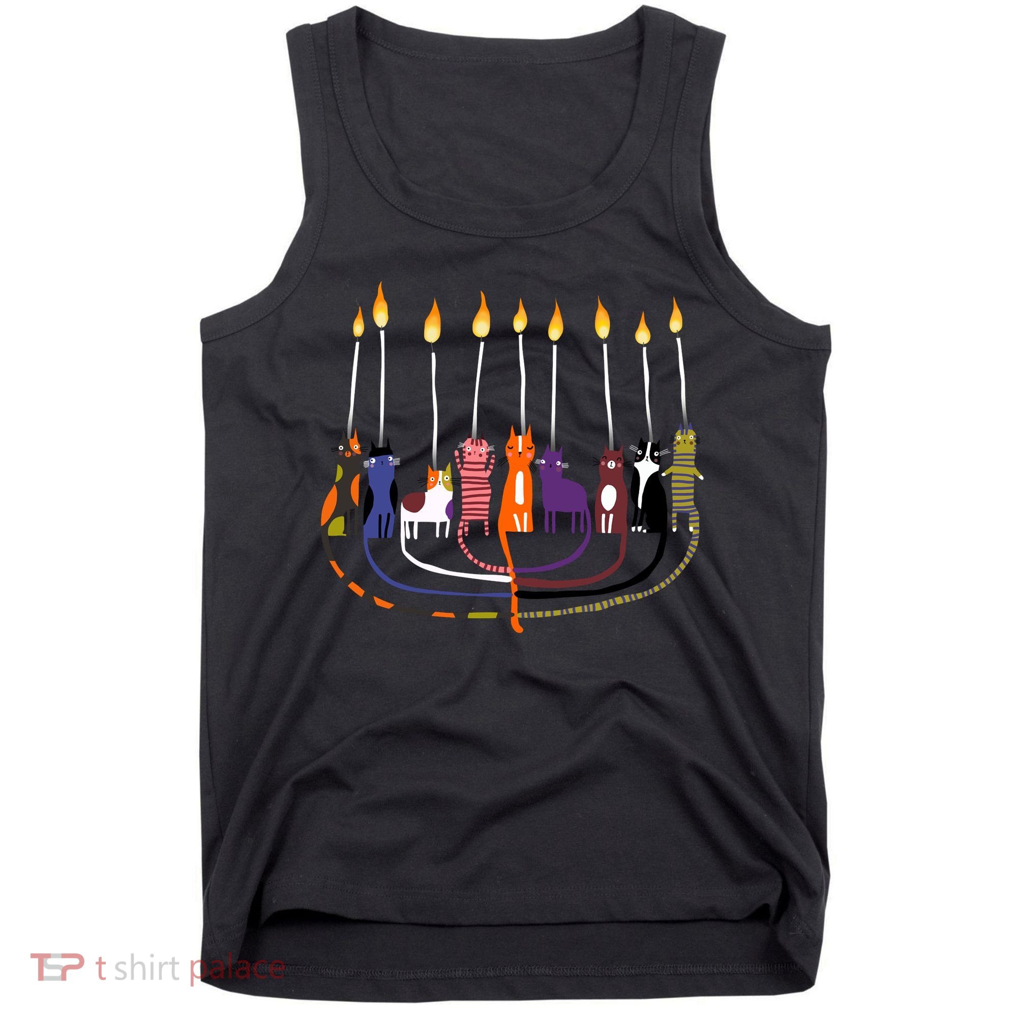Funny Cat Menorah Hanukkah Tank Top