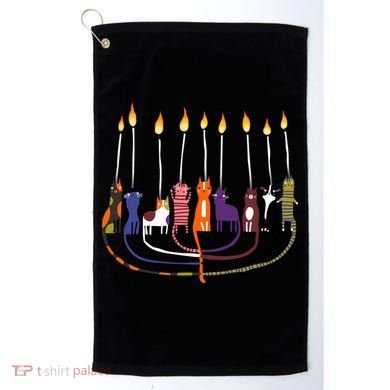 Funny Cat Menorah Hanukkah Golf Towel