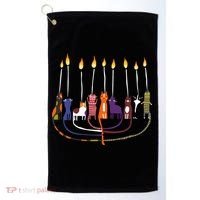 Funny Cat Menorah Hanukkah Golf Towel thumb 0